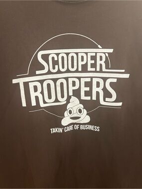 Gildan Black Short Sleeve Tee with White "Scooper Troopers" Graphic